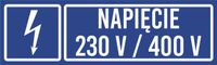 Tabliczka informacyjna Napięcie 230V /400V grawer piktogram 20x6 duży wybór