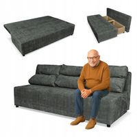 Kanapa sofa KIMO funkcja spania pojemnik Family Meble Ramona c. szary welur