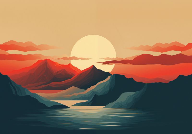 Plakat 100x70cm Zachód Słońca nad Górami zdjęcie 1