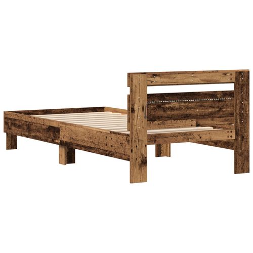 Łóżko  z oświetleniem LED Stary drewniany 75x190 cm Drewno inżynieryjne na Arena.pl