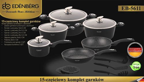 Garnki 15 Ele. Edenberg Black Metallic  [Eb-5611] na Arena.pl