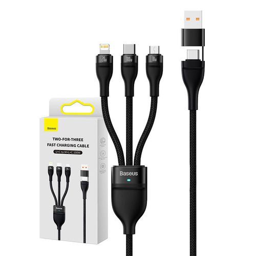 kabel usb 3w1 baseus flash series 2, usb-c + micro usb + lightning na Arena.pl