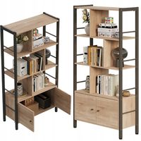 Regał na książki nowoczesny uniwersalny z zamykanymi szafkami loft pojemny