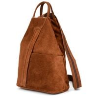 VERA PELLE plecak damski zamszowy trójkątny z suwakiem V010 brązowy