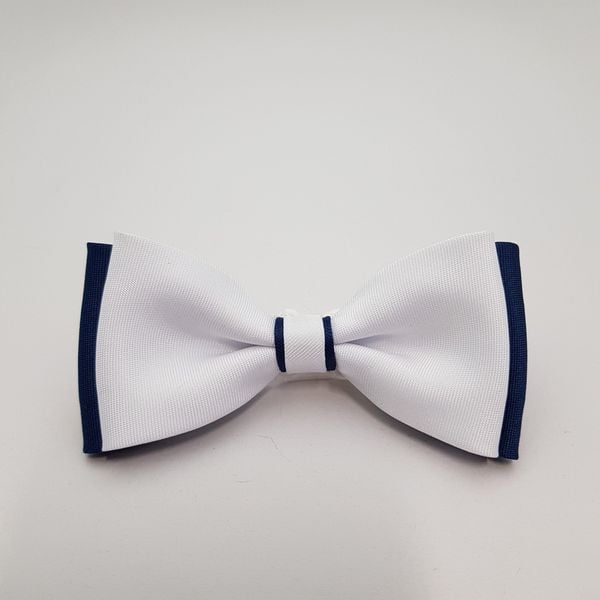 KOMUNIJNA MUSZKA BIAŁO GRANATOWA MUCHA Z BIAŁĄ POSZETKĄ zdjęcie 6