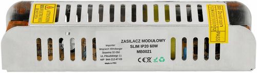 Zasilacz Montażowy SLIM do LED 60W 12V 5A IP20 na Arena.pl