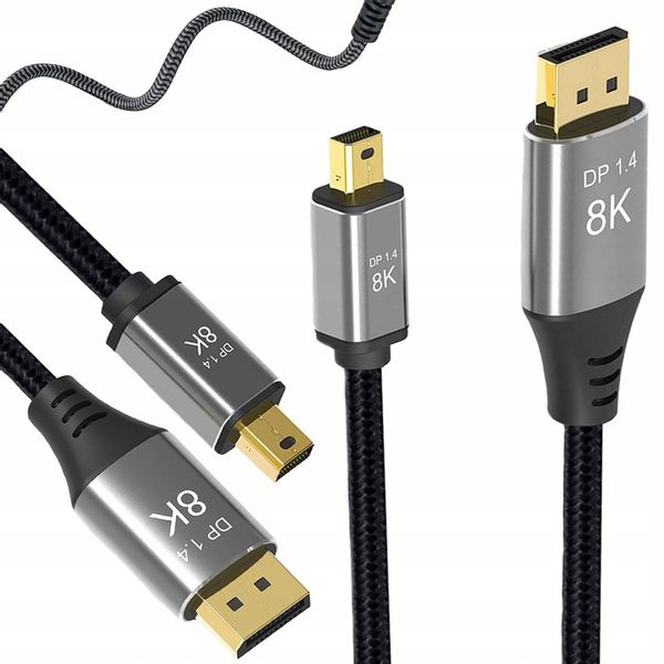 KABEL MINI DISPLAYPORT DO DISPLAYPO DP 1.4 PRO 8K 4K 144 Hz THUNDERBOLT 2M zdjęcie 1