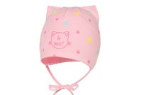 BROEL Noelia czapka wiązana dla dziewczynki kotek jasny róż 44-46