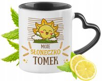 Kubek Czarny Z Uszkiem W Kształcie Serca Dla Tomka Idealny Na Prezent