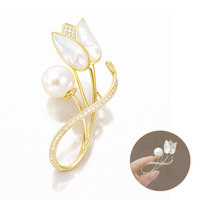 broszka ozdobna - elegancki złoty tulipan bz229