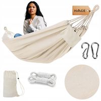 HAMAK OGRODOWY TURYSTYCZNY BOHO MOCNY DWUOSOBOWY 150x275cm 240kg TORBA BEŻ