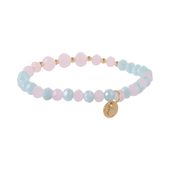 bransoletka z różowych i niebieskich koralików (b25/kor/97au)