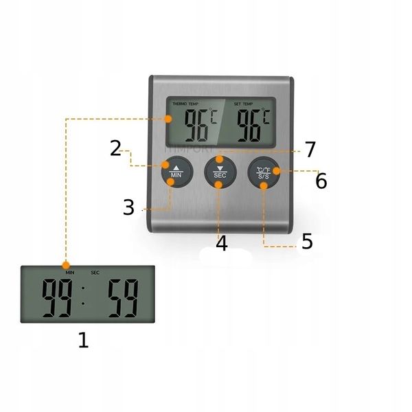 TERMOMETR DO WĘDZARNI Pieczenia GRILLA SONDA TIMER zdjęcie 9