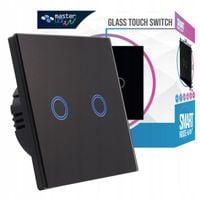 WŁĄCZNIK ŚWIATŁA LED podwójny SZKLANY dotykowy czarny