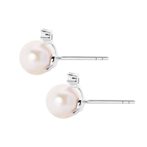 Srebrne kolczyki KDN6430 - Naturalne Perły hodowane słodkowodne na Arena.pl