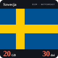 Karta eSIM Internet Szwecja 20 GB na 30 dni - bez rejestracji