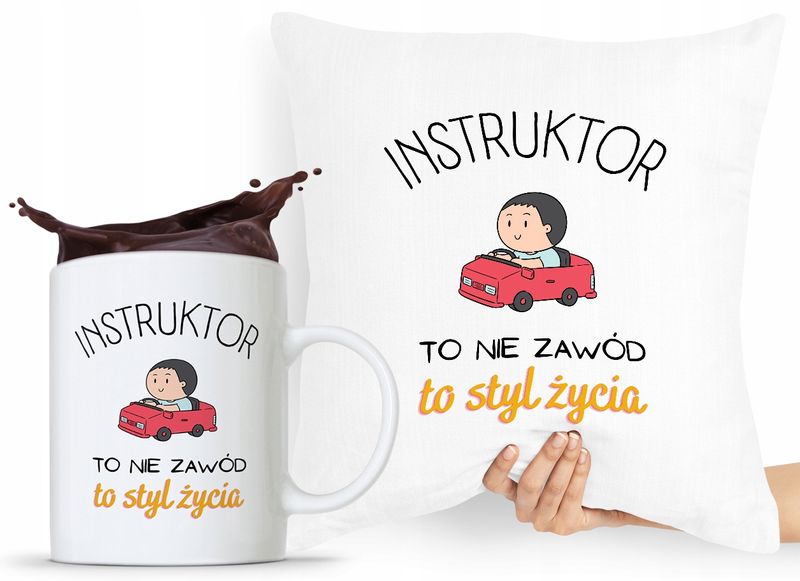 Dla Instruktora Zestaw Poduszka + Kubek Prezent Z Nadrukiem Ze Zdjęciem zdjęcie 1