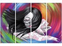 OBRAZ STEREO WOMAN TWARZ ABSTRAKCJA MULTIKOLOR