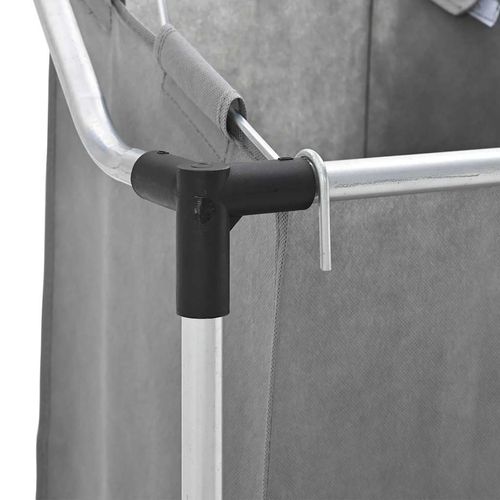 Kosz na pranie z kółkami 3 przegrody szary na Arena.pl