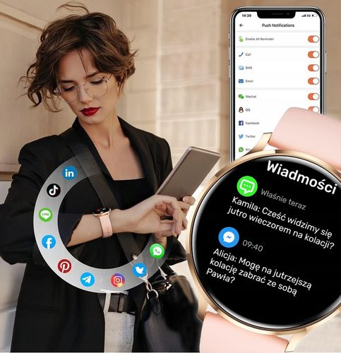 SMARTWATCH DAMSKI Z FUNKCJA ROZMOWY SPORT PULS POMIARY MENU PL SMART WATCH na Arena.pl