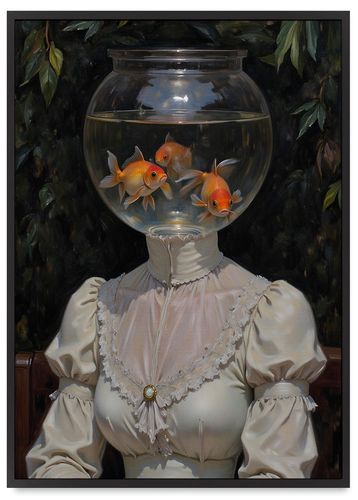 Plakat w ramie portret akwarium złote ryby 61x91 cm w czarnej ramie na Arena.pl