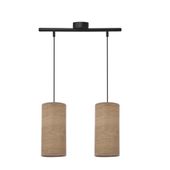 Ballo lampa wisząca czarny 2x60 E27 abażur orzechowy