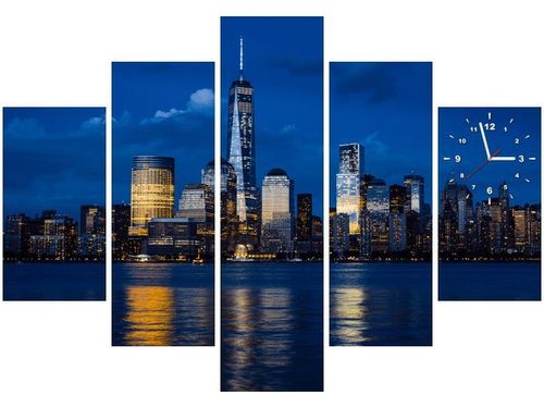 105CM 150CM ZEGAR 5 ELEM NOWY JORK RZEKĄ HUDSON DRUK OBRAZ na Arena.pl