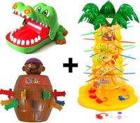 ZESTAW pirat +małpki +krokodyl dentysty gra żabki zręcznościowa skaczące
