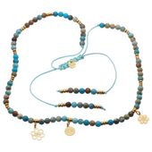 Naszyjnik regulowany- Jaspis cesarski niebieski i srebro złocone