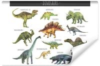 Fototapeta Dla Chłopca Akwarelowe DINOZAURY Zwierzęta Napisy 135cm x 90cm