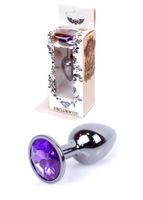 biżuteria analna ze stali nierdzewnej z fioletowym diamencikiem 7 cm
