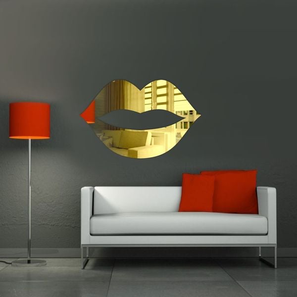 Dekoracyjne lustro akrylowe  Usta srebrne zdjęcie 2
