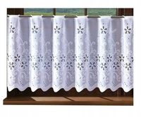 ZAZDROSTKA ZAZDROSKA firana kuchenna KWIATKI biała 150x50 + obszycie