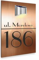 duża miedziana TABLICZKA podświetlana ADRESOWA nierdzewna dibond 40x30 cm