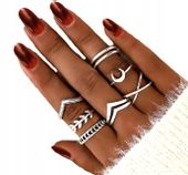 Zestaw Pierścionków Ozdobnych Srebrnych Damskich