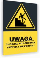 Tabliczka znak informacyjny 20x15 Antracyt TRZYMAJ SIĘ PORĘCZY Nierdzewna