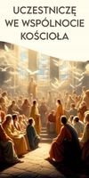 Baner religijny UCZESTNICZĘ WE WSPÓLNOCIE KOŚCIOŁA 120x60 cm różne wzory