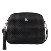 Torebka damska skórzana czarna listonoszka plecionka TD808s33t1