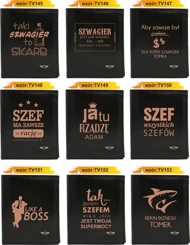 Portfel męski skórzany czarny GRAWEROWANY prezent dla kierowcy twój napis na Arena.pl