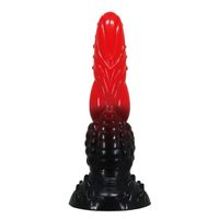 "Silikonowy wibrator pofalowany Power Monsters Fire Dragon 24,5 cm"