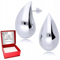 Srebrne Kolczyki 925 Duże Krople Łezki Sztyfty Srebro 925