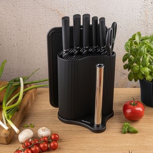 zestaw noży w stojaku z deską i chwytem na ręcznik klausberg kb-7977 na Arena.pl