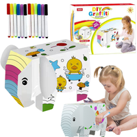 Zestaw Artystyczny Słoń Kartonowy Do Malowania Składania Kolorowania Mazaki