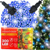 LAMPKI CHOINKOWE NIEBIESKIE 300 LED FLASH WEW/ZEW ŚWIĄTECZNE NA CHOINKĘ 22M