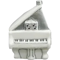 Bombka choinkowa szklana: Fortepian z nutami: biały