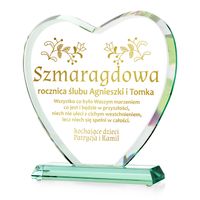 PREZENT na 55 szmaragdową rocznicę Ślubu STATUETKA SERCE z GRAWEREM