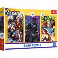 TREFL 34883 Puzzle 3x80 Dni pełne akcji / Disney Marvel the Avengers