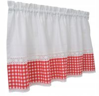 ZAZDROSTKA ZAZDROSKA bawełniana firana kuchenna CZERWONA KRATA 150x40