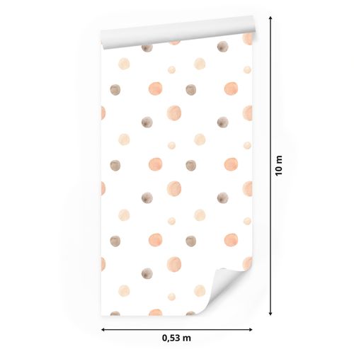 Tapeta Ścienna Dla Dzieci Akwarelowe GROSZKI Kropki Styl Boho na Arena.pl