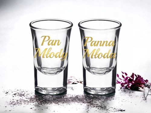 Kieliszki oszukane GRUBE DNO do wódki wesele ślub Pani Młoda Pan Młody na Arena.pl